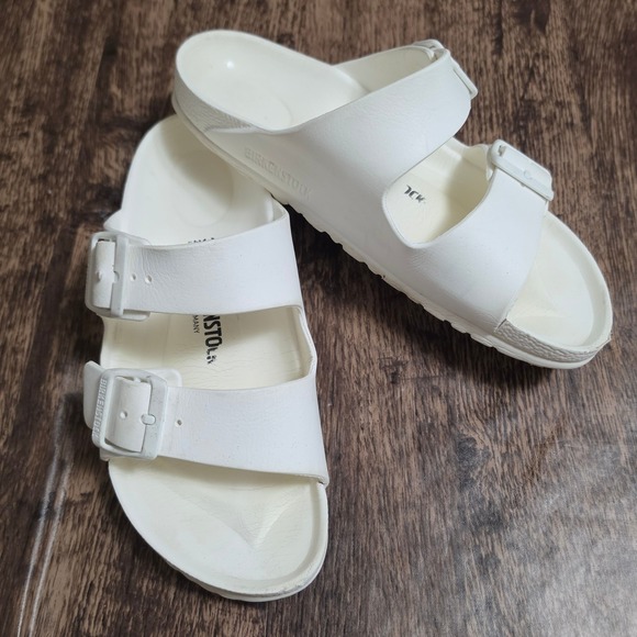 Birkenstock Shoes - BIRKENSTOCK Arizona EVA Sandals Womens 38 White Waterproof Two Strap Slides